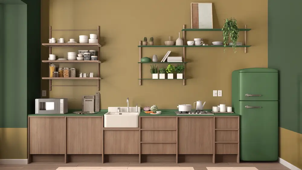 Immagine di casa verde e legno