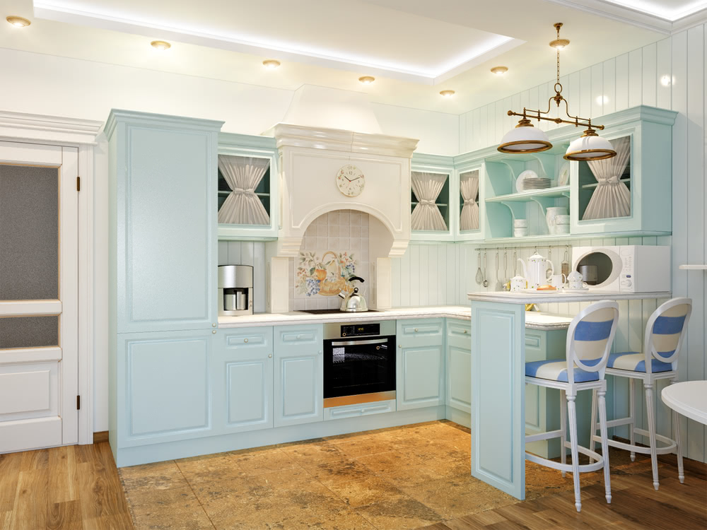 Immagine di cucina celeste