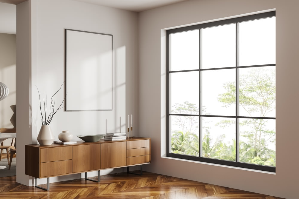 Immagine di vetrata e mobile